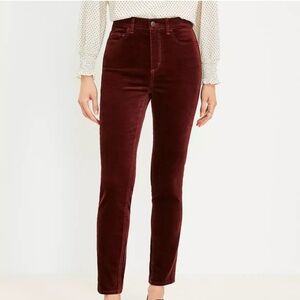 Loft Burgundy Curvy Skinny Jeans